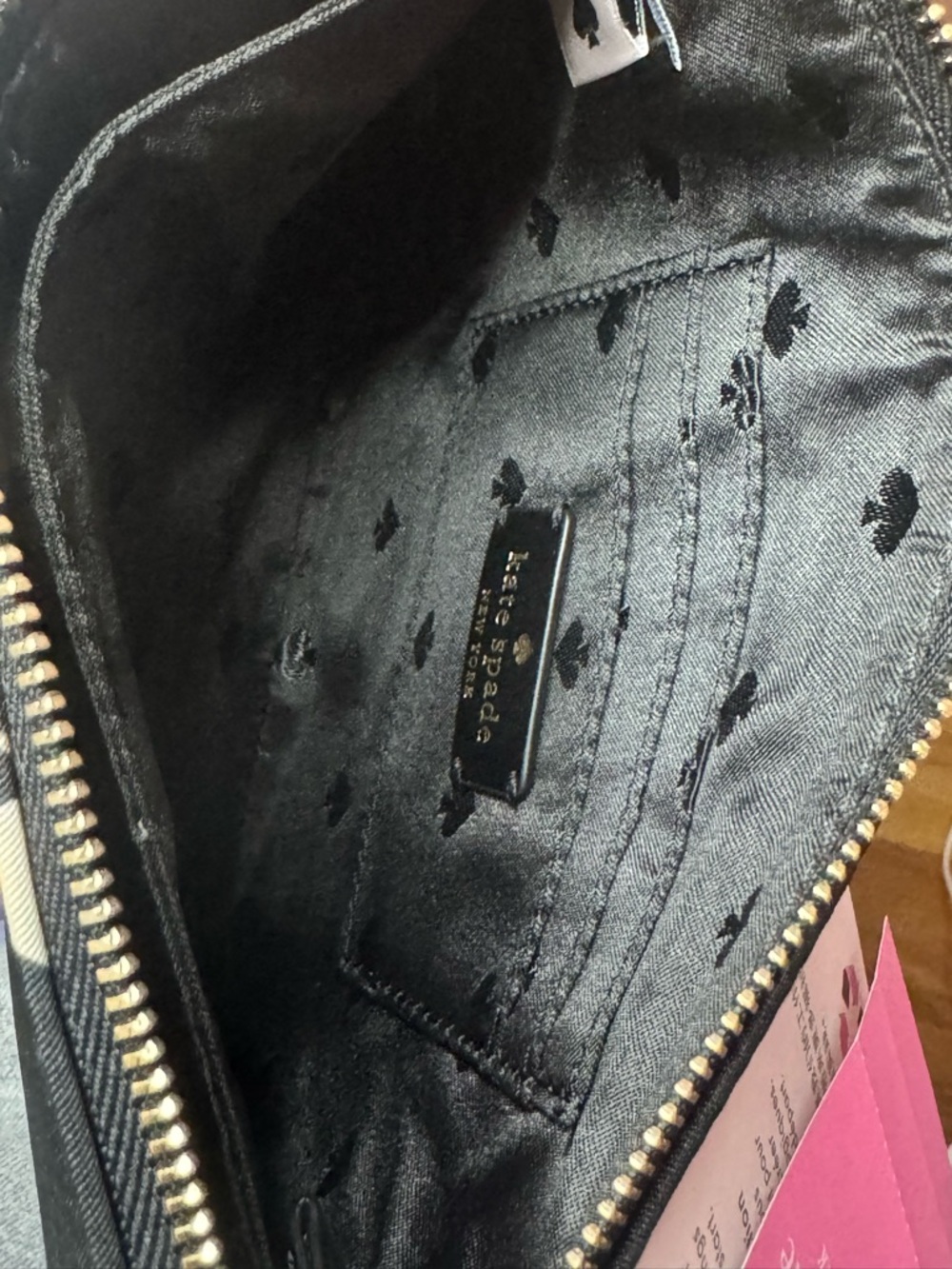 Kate Spade Black Apple-Print Dual Gusset Wristlet - Picture 7 of 8